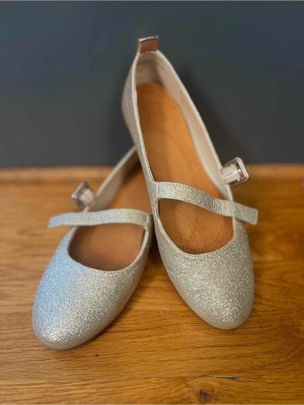 Girls' Glitter Mary Jane Flats in Gold